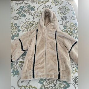 Fur Coat with Black Leather Trim